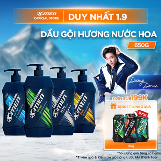 Dầu gội nước hoa Xmen 650g - 4 mùi hương nam tính, 2x sạch sâu và lưu hương 12h