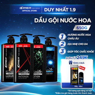 Dầu Gội Nam XMen for Boss 650g Hương Nước Hoa Châu Âu - 4 Mùi Hương Sang Trọng Lịch Lãm