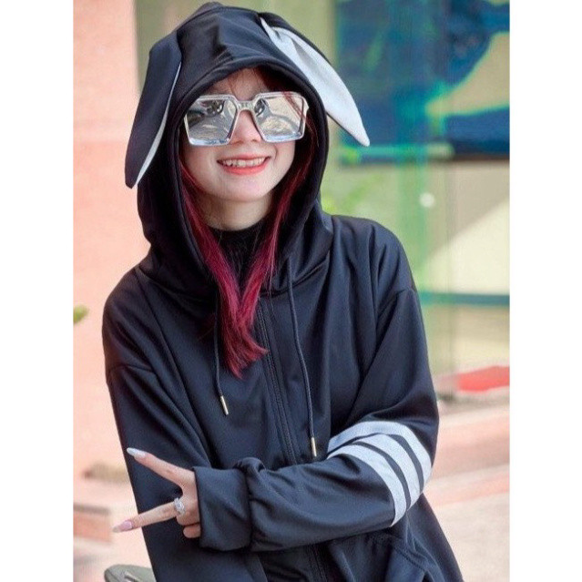 Áo Chống Nắng Unisex 4 vạch tay Tai Thỏ Mùa Hè Chất poly Co dán Thoáng Mát New 2025