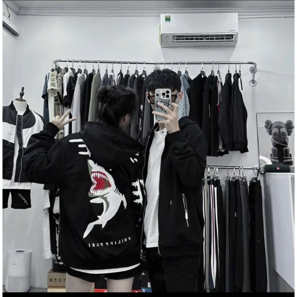 Áo Khoác Philip Plein Cá Mập Logo Thêu Nổi Chất Nỉ Tàu Dày Dặn Cao Cấp Cực Ấm Form Chuẩn Dễ Phối Đồ Hottrend New 2025