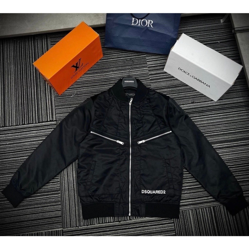 Áo khoác bomber DSQ2 ICON hàng 2 lớp khóa zip nam nữ-áo bomber ICON siêu đỉnh 2 lớp New 2025