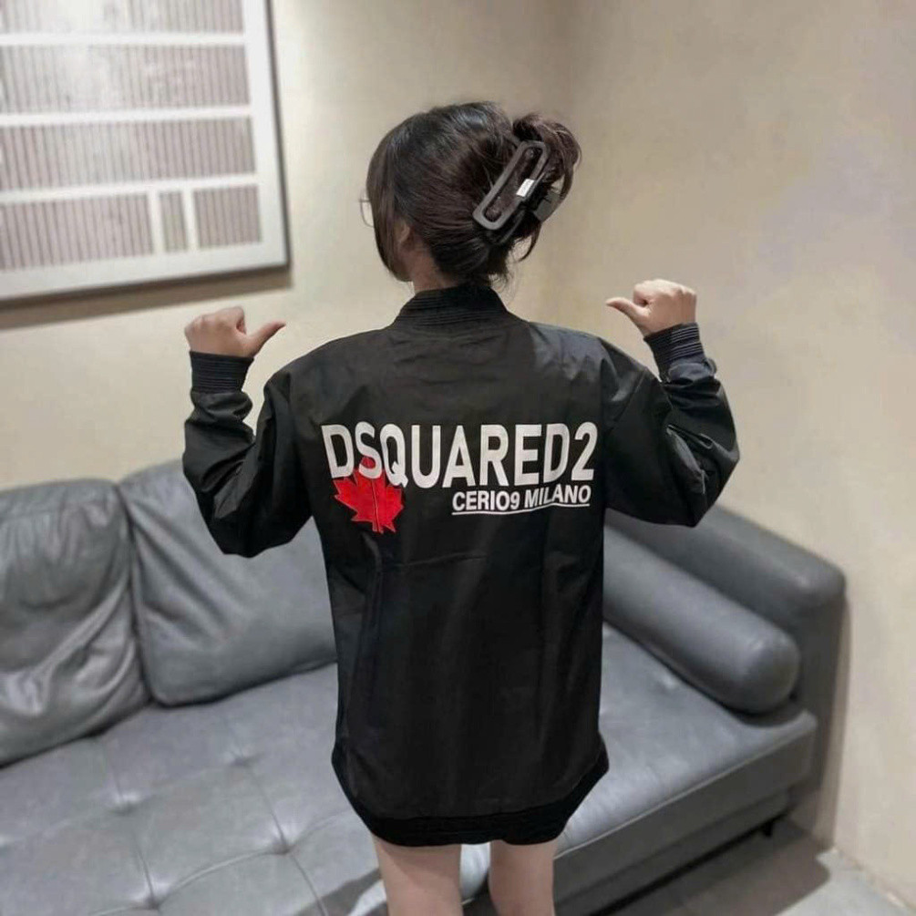 Áo Khoác Gió Dsquared2 Hình Cún Unisex Nam Nữ 2 Lớp Khóa Zip Bạc-Full Mẫu Áo Gió DSQ2 Cao Cấp Trend Đông 2024 New