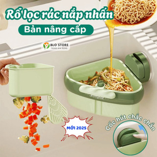 (NÂNG CẤP) Rổ Lọc Rác Bồn Rửa Chén Hút Chân Không Nắp Xả Tự Động, Giá Đựng Đồ Rửa Bát, Kệ Đựng Đồ Nhà Tắm - Ngói LR04
