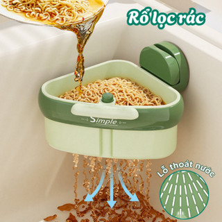 (NÂNG CẤP) Rổ Lọc Rác Bồn Rửa Chén Hút Chân Không Nắp Xả Tự Động, Giá Đựng Đồ Rửa Bát, Kệ Đựng Đồ Nhà Tắm - Ngói LR04
