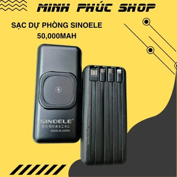 Sạc dự phòng không dây SINOELE, Sạc dự phòng Japan 50.000 mah pin trâu kèm cáp sạc mẫu mới 2025 - Minh Phúc shop