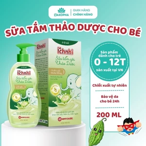 Sữa tắm gội cho bé Ích Nhi, Chiết xuất thảo dược 200ml làm sạch da, dưỡng da trẻ, bảo vệ da trẻ khỏi mụn nhọt, hăm da