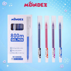 Hộp 12 Bút Gel MONDEZ Bút Mực Nước Ngòi 0.5mm, Viết Trơn Nét Đẹp, Bút Nước 4 Màu Mực Xanh Đen Tím Đỏ Cho Học Sinh M15005