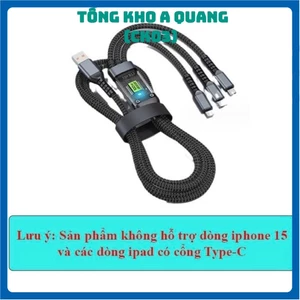 CÁP SẠC NHANH 100W 3IN1 THÔNG MINH - Cáp Sạc Tự Ngắt Màn Led Hiển Thị Dòng Sạc,Dây Sạc Nhanh An Toàn Bảo Vệ Dòng Điện