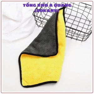 KHĂN LAU KÍNH SIÊU THẤM HÚT KÍCH THƯỚC 30*30CM - Khăn Lau Xe 2 Mặt Cao Cấp,Khăn Lau Đa Năng Vàng Xám 2 Mặt