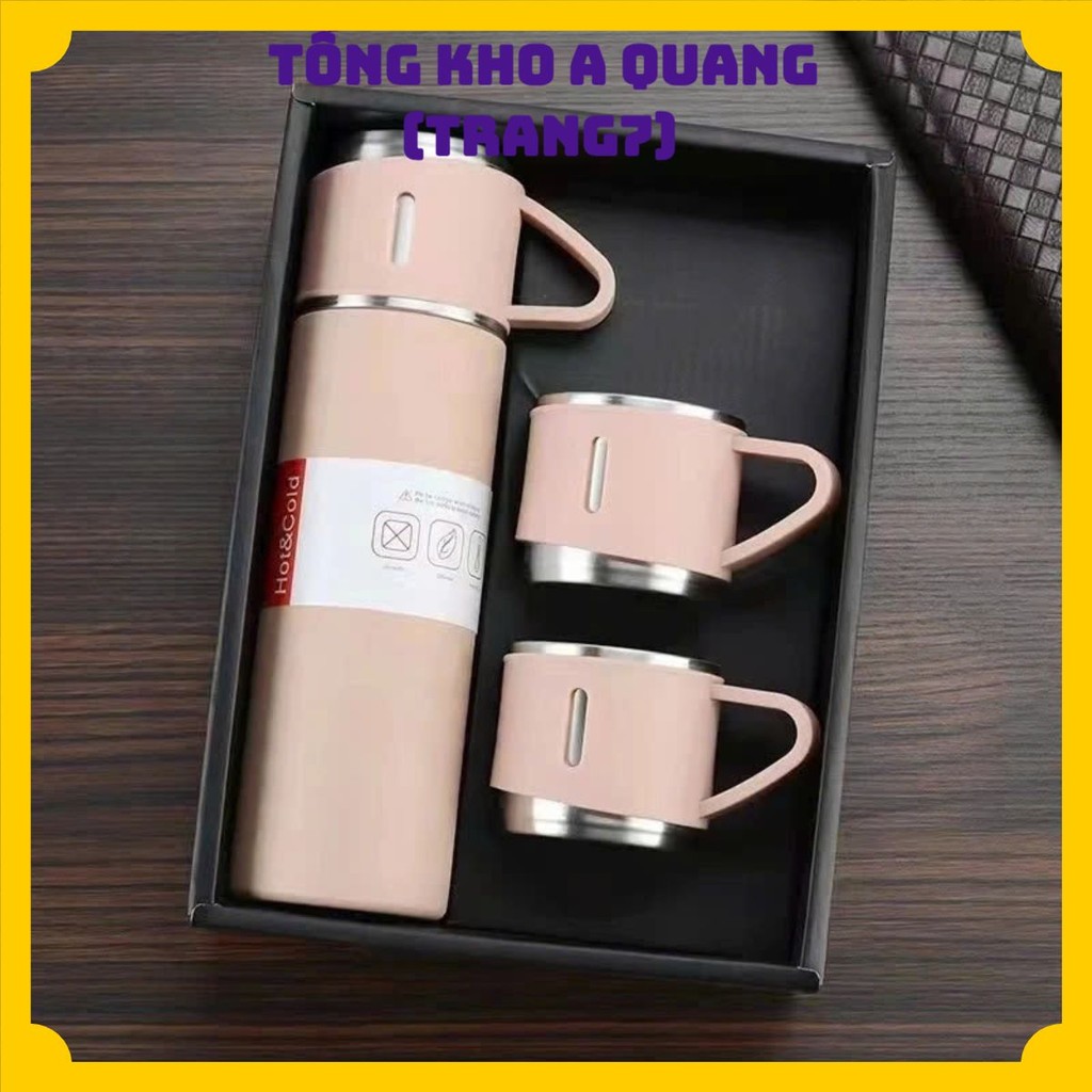 Combo bình giữ nhiệt 500ml + 2 cốc inox thời thượng – Quà tặng lý tưởng cho dân văn phòng