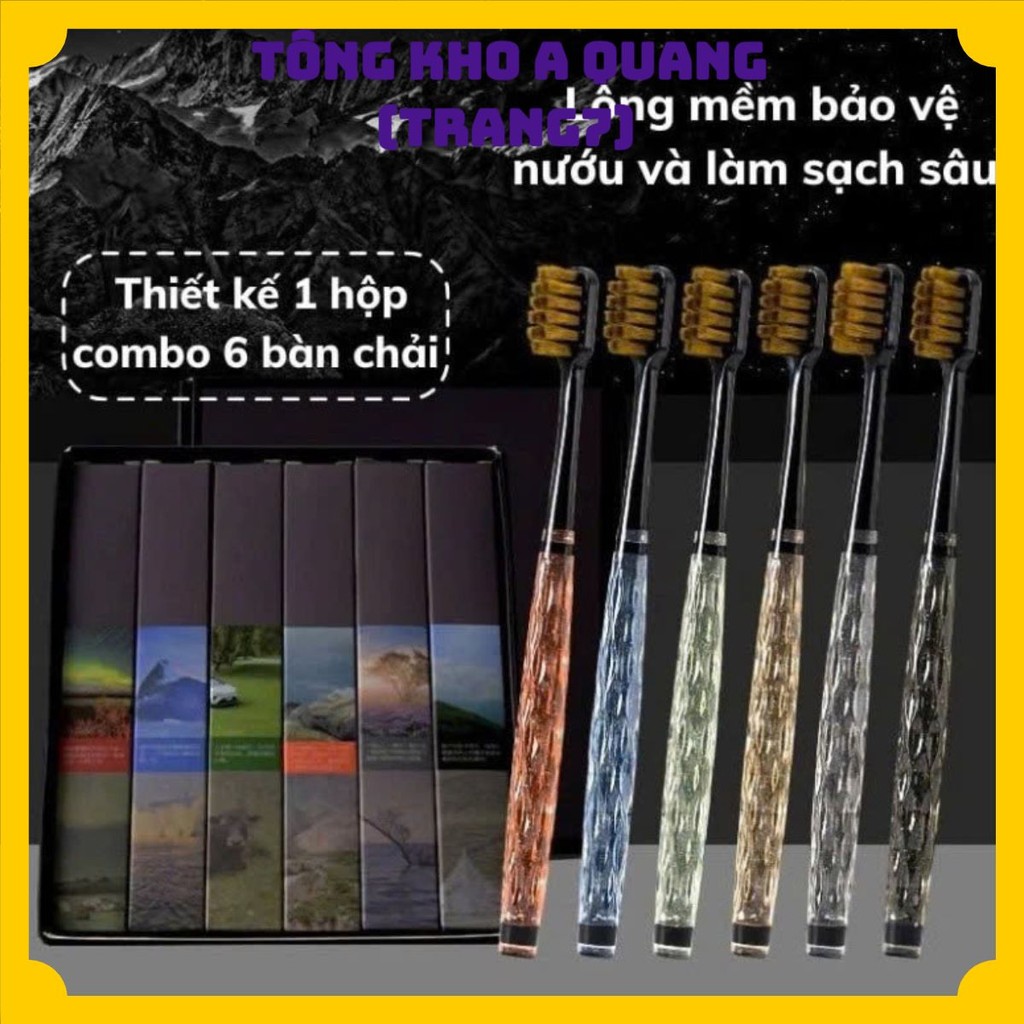 Hộp 6 Bàn Chải Đánh Răng Pha Lê Cao Cấp – Thiết Kế Sang Trọng, Lông Mềm Dịu Nhẹ Cho Cả Gia Đình