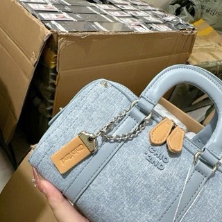 Chio2nd - Túi Đeo Chéo Dáng Trống Denim Loại 1