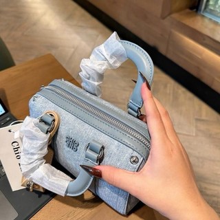Chio2nd - Túi Đeo Chéo Dáng Trống Denim Loại 1