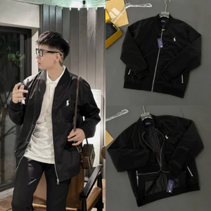 Áo Khoác Bomber Gió Nam Nữ RLX Thêu Logo Ngựa Chiến Binh Ngực - Áo Khoác Bomber Zip Bạc Dầy Dặn 2 Lớp Cao Cấp Boy Phố Ne
