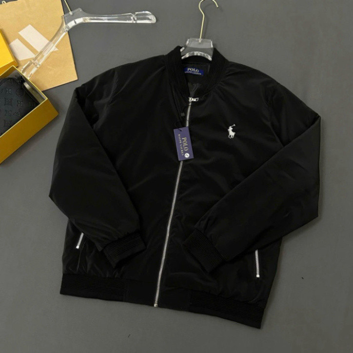 Áo Khoác Bomber Gió Nam Nữ RLX Thêu Logo Ngựa Chiến Binh Ngực - Áo Khoác Bomber Zip Bạc Dầy Dặn 2 Lớp Cao Cấp Boy Phố Ne