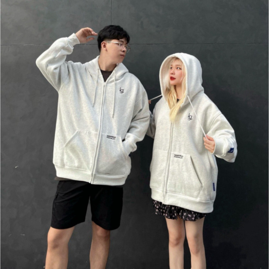 Áo Hoodie Zip Nỉ Bông Thêu Chữ NQ30AM Form Rộng Nam Nữ Unisex , Áo Khoác Nỉ Phong Cách Hàn Quốc New 2025
