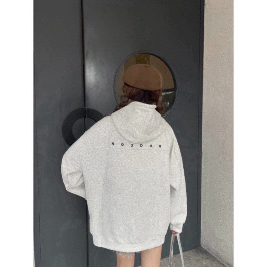 Áo Hoodie Zip Nỉ Bông Thêu Chữ NQ30AM Form Rộng Nam Nữ Unisex , Áo Khoác Nỉ Phong Cách Hàn Quốc New 2025