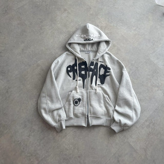 Áo Khoác Nỉ Bông In Nổi Boxy THREE STARS Unisex-áo khoác khóa kéo ngôi sao cực chất New 2025