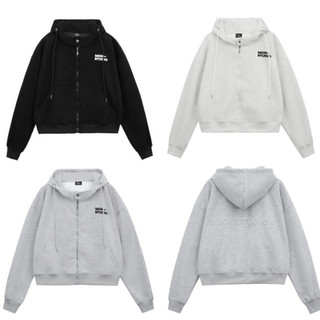Áo Khoác Hoodie Zip Boxy Chữ Thêu Lưng Nổi MON STUDIO Fofm Dáng Rộng, Cổ Có Nút Bấm Chất Nỉ Bong New 2025