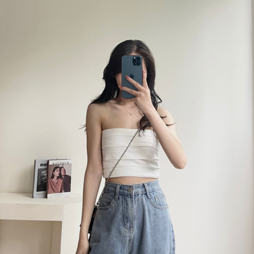 Áo Quây Jean Xếp Ly, Áo Ống Chun Sau Lưng Miha Studio