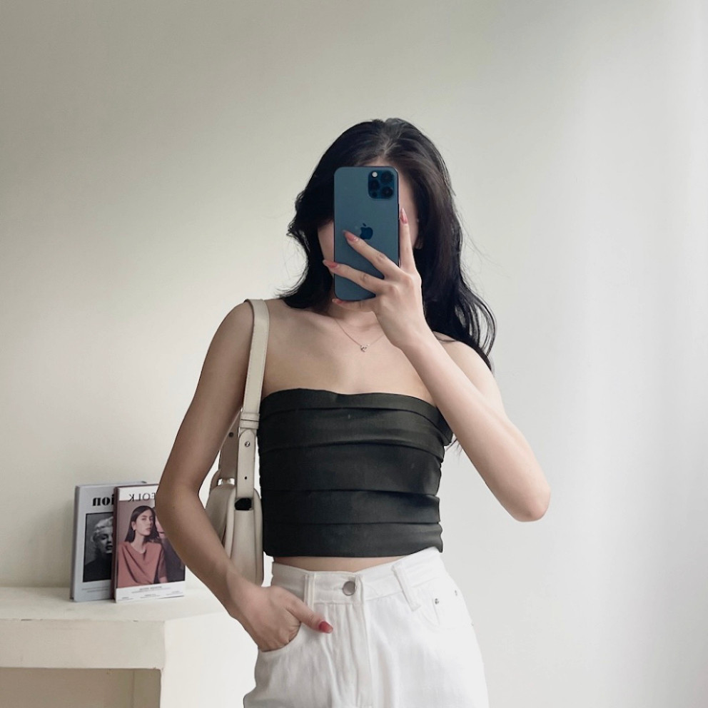 Áo Quây Jean Xếp Ly, Áo Ống Chun Sau Lưng Miha Studio