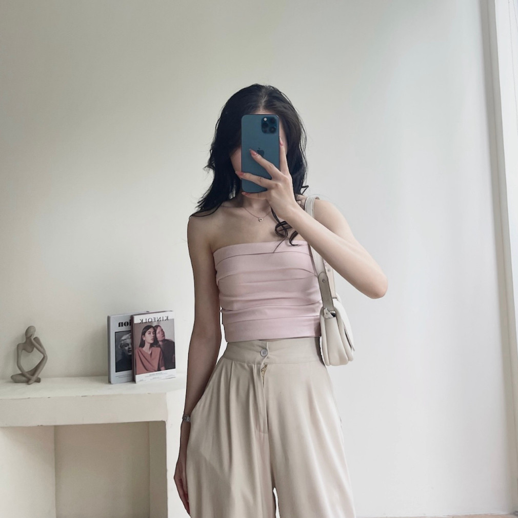 Áo Quây Jean Xếp Ly, Áo Ống Chun Sau Lưng Miha Studio