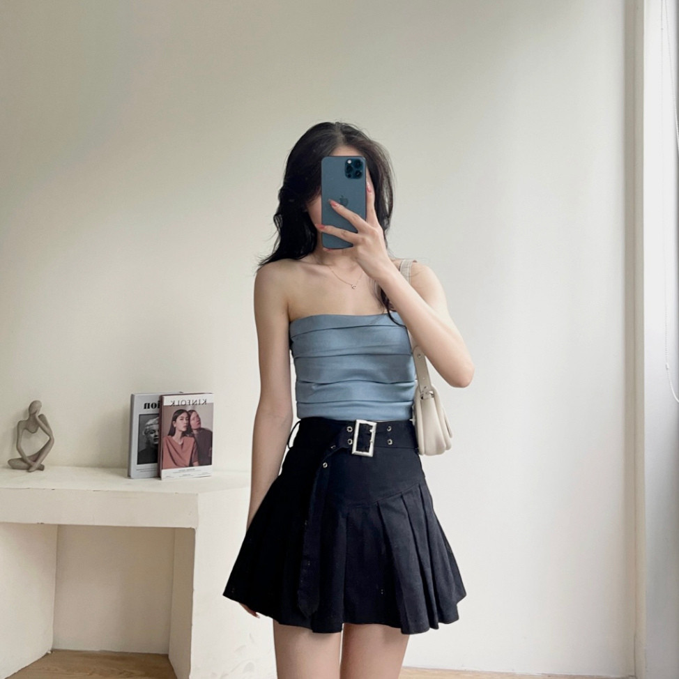 Áo Quây Jean Xếp Ly, Áo Ống Chun Sau Lưng Miha Studio