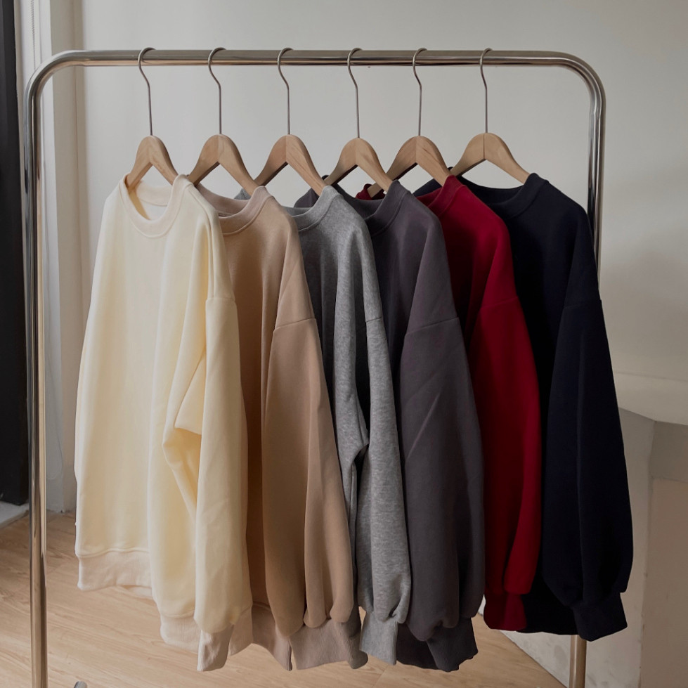 Áo Sweater Nỉ Hàn Cổ Tròn Mềm Mịn, Áo Thun SWT Dài Tay Có Lót Basic Trơn Form Dáng Rộng Miha Studio