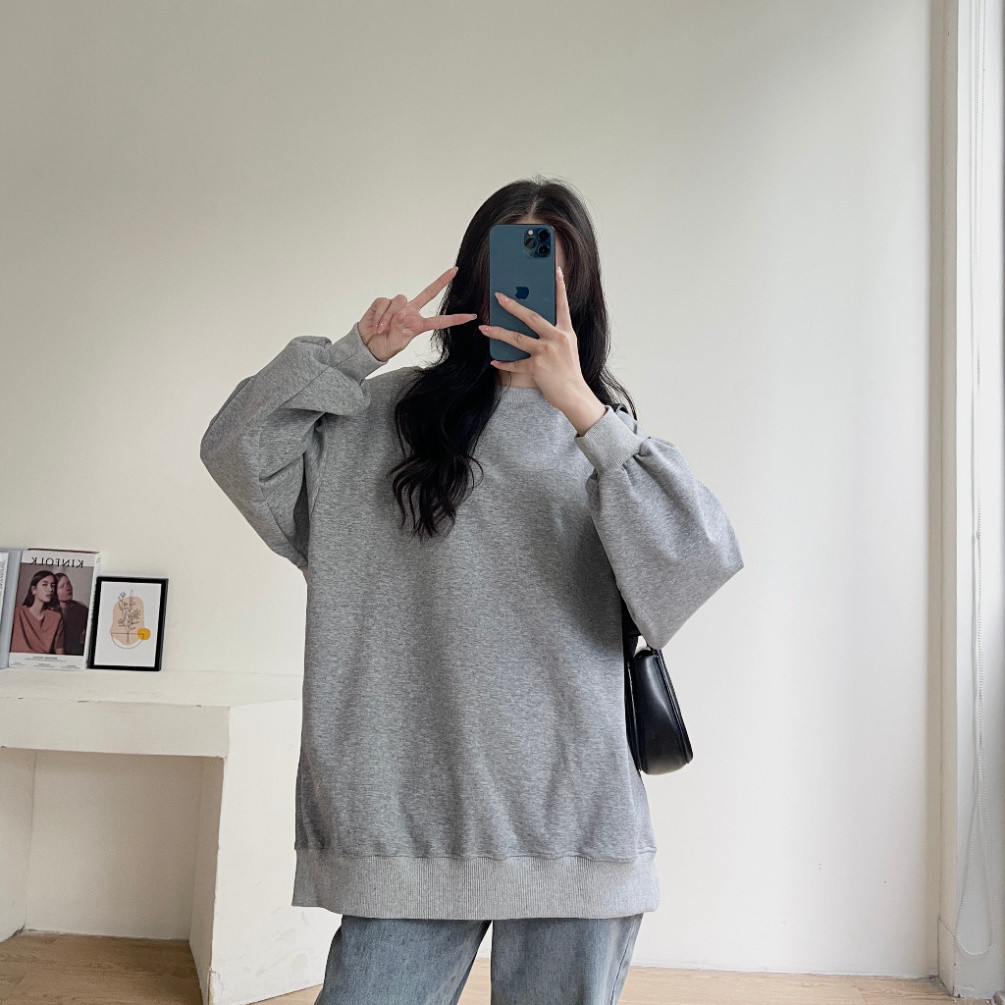 Áo Sweater Nỉ Hàn Cổ Tròn Mềm Mịn, Áo Thun SWT Dài Tay Có Lót Basic Trơn Form Dáng Rộng Miha Studio
