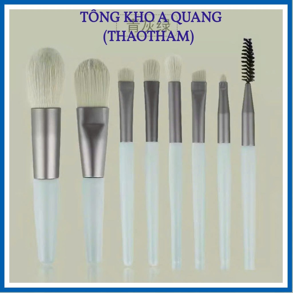 (COMBO 2) Bộ Cọ Trang Điểm 8 Cây Vintage Lông Dày Mịn, Set Cọ Trang Điểm Cá Nhân Kèm Túi Zip Dễ Tán Phấn