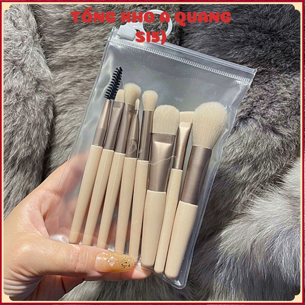 Set 8 Cọ Trang Điểm Lông mềm Siêu Mini Du Lịch Màu Macaron Dịu Dàng Dễ Mang Theo