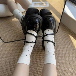 LỐ 10 ĐÔI TẤT NƠ CỔ CAO hoạ tiết chấm bi, nơ đen CHO NỮ SIÊU ĐẸP TVM027 🌸🌸🌸