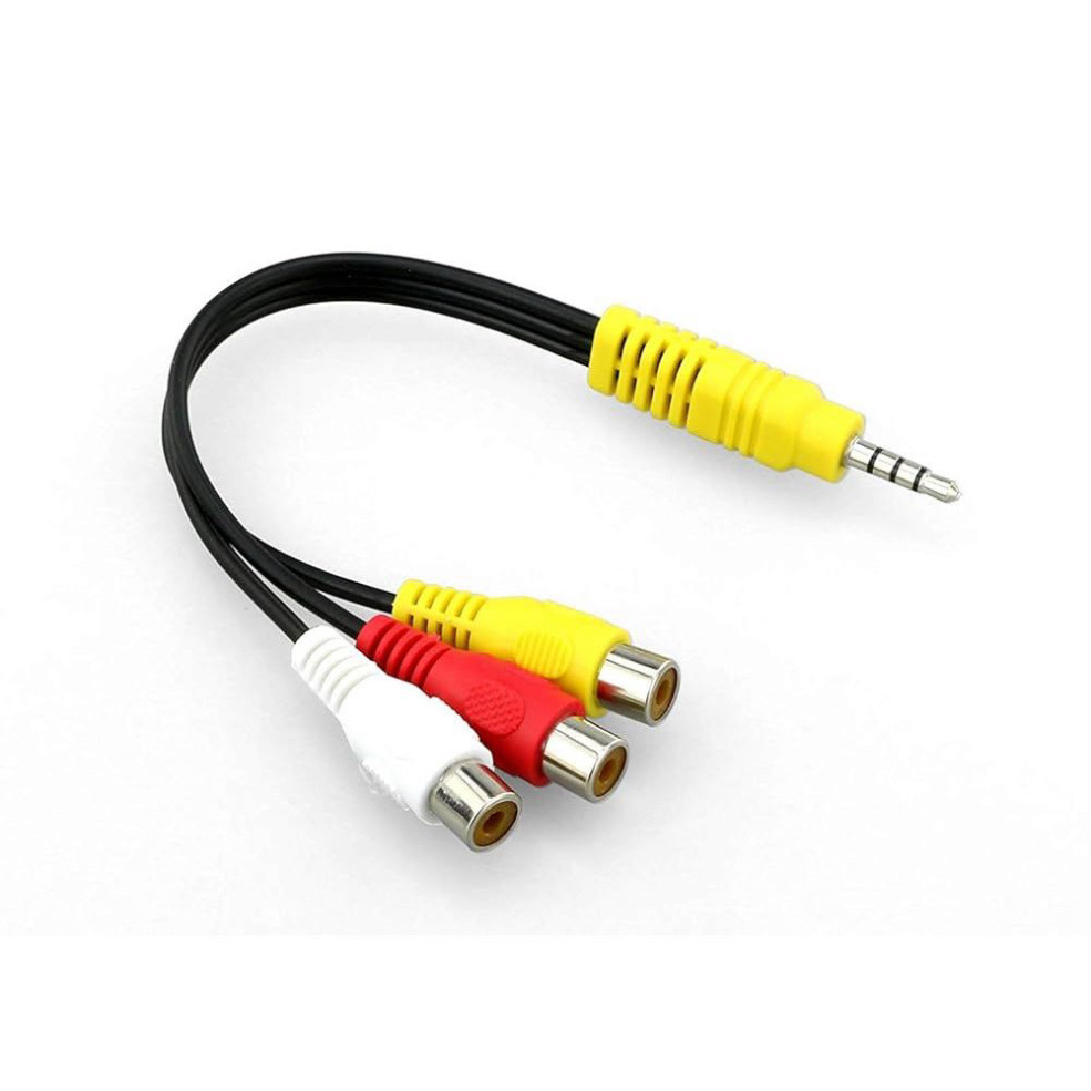 Dây chia 1 đầu 3.5mm đực sang 3 đầu bông sen AV RCA cái 1 đường hình 2 đường tiếng 18Cm dùng cho TV box android