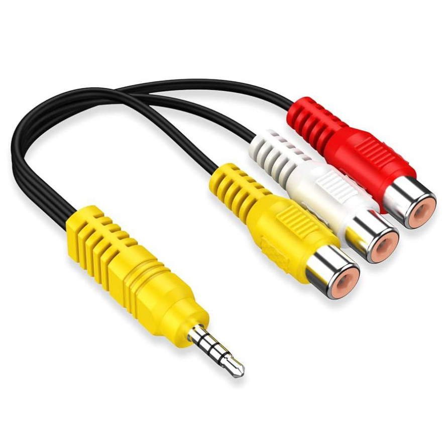 Dây chia 1 đầu 3.5mm đực sang 3 đầu bông sen AV RCA cái 1 đường hình 2 đường tiếng 18Cm dùng cho TV box android