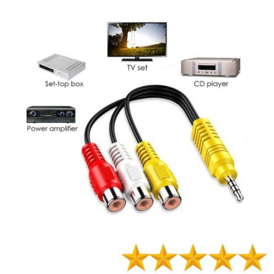 Dây Cáp Chuyển Đầu Jack 3.5 Đực Ra 3 Đầu RCA Cái Hoa Sen -DC4722