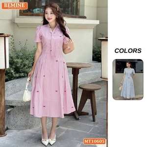 Đầm thiết kế BEMINE cổ tim có cavat may liền dáng chữ A phù hợp đi chơi-MT10605