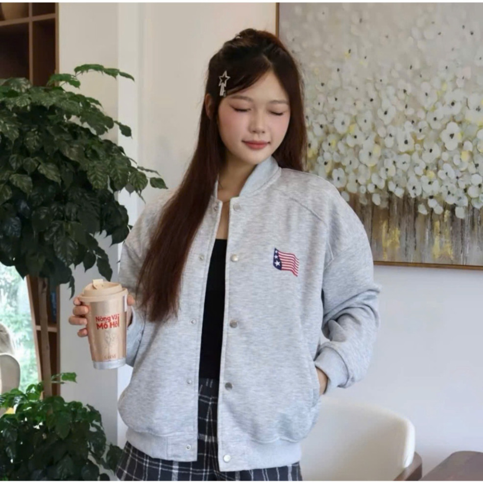 Áo Khoác Nỉ BomBer Nam Nu Thêu Lá Cờ Đủ Màu Chuẩn From Dáng Hotrend 2025 Boy Phố 2025