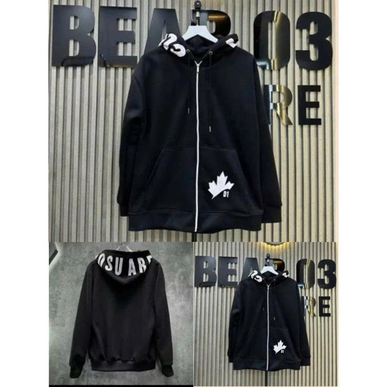 Áo khoác Hoodie Zip Nam Nữ in  DSQU  - - Lá   Mũ 2 Lớp Chất Nỉ Tàu  siêu hót Boy Phố 2025