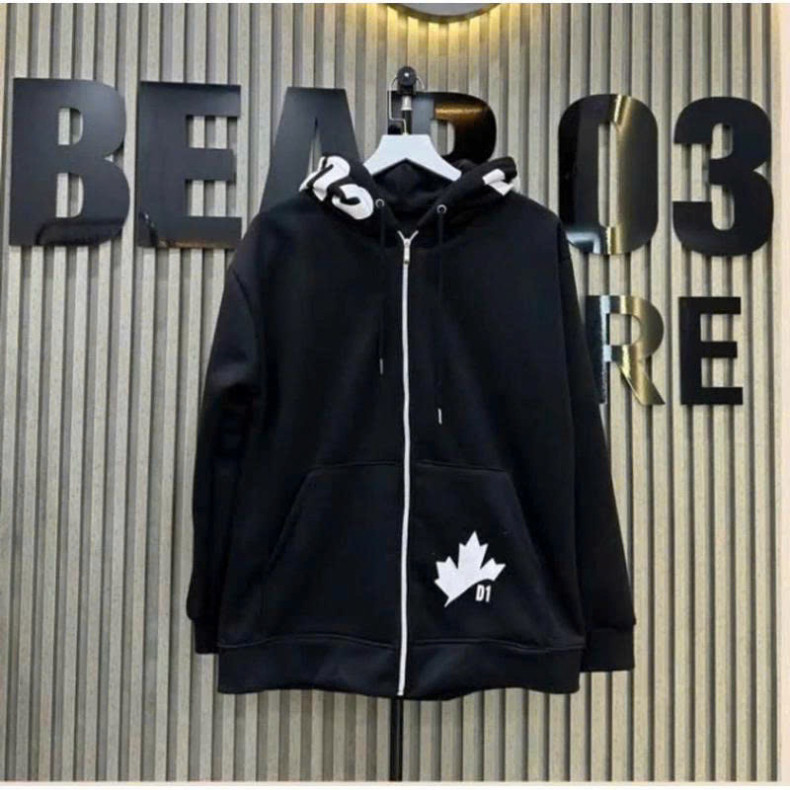 Áo khoác Hoodie Zip Nam Nữ in  DSQU  - - Lá   Mũ 2 Lớp Chất Nỉ Tàu  siêu hót Boy Phố 2025