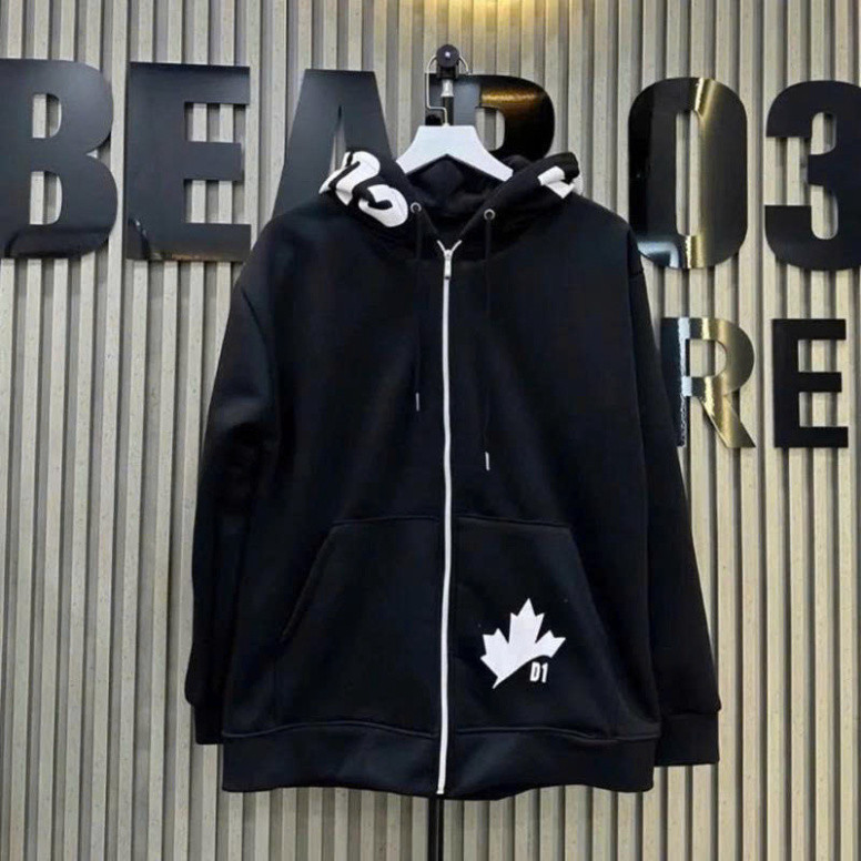 Áo khoác Hoodie Zip Nam Nữ in  DSQU  - - Lá   Mũ 2 Lớp Chất Nỉ Tàu  siêu hót Boy Phố 2025