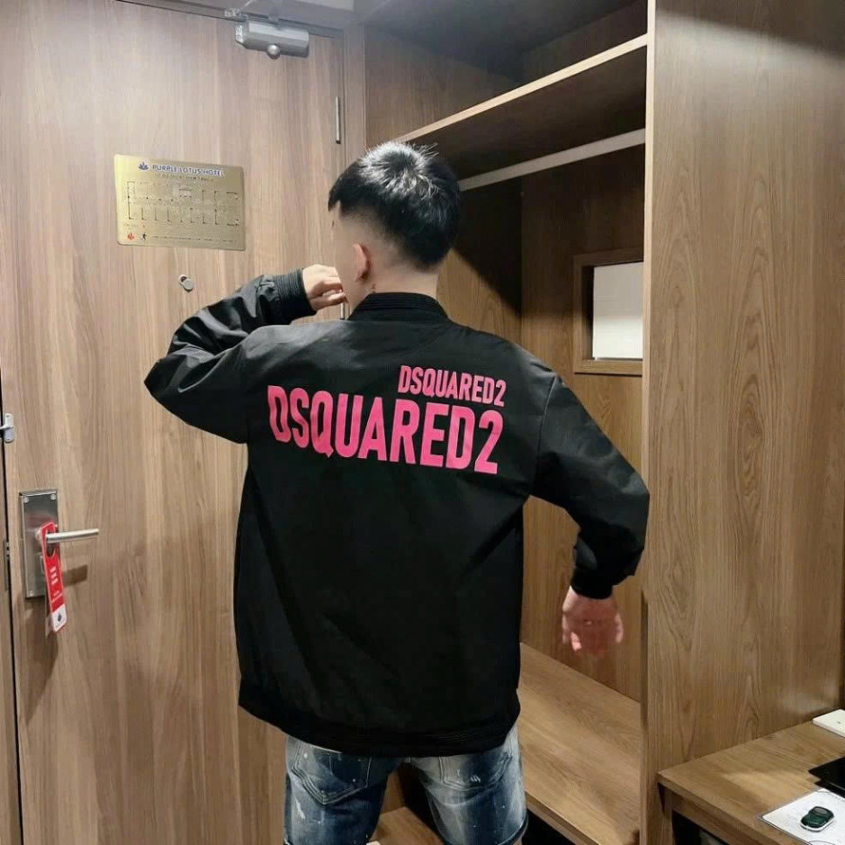 Áo Khoác Gió Nam Dsq In Chữ Trước Sau,  Áo Khoác Bomber Nam Nữ  Chất gió 2 lớp  Boy Phố Đẹp Đỉnh Boy Phố 2025