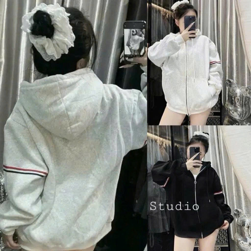 Áo Khoác Hoodie Zip  Nam Nữ  Phối 2 Viền Tay Siêu Chất - ,Vải Nỉ Chân Cua Dày Mịn  Thời Trang Unisex Boy Phố 2025