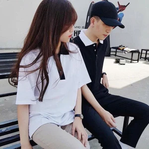 Áo polo trơn nam nữ Phối Cổ ngắn tay cá tính Boy Phố 2025