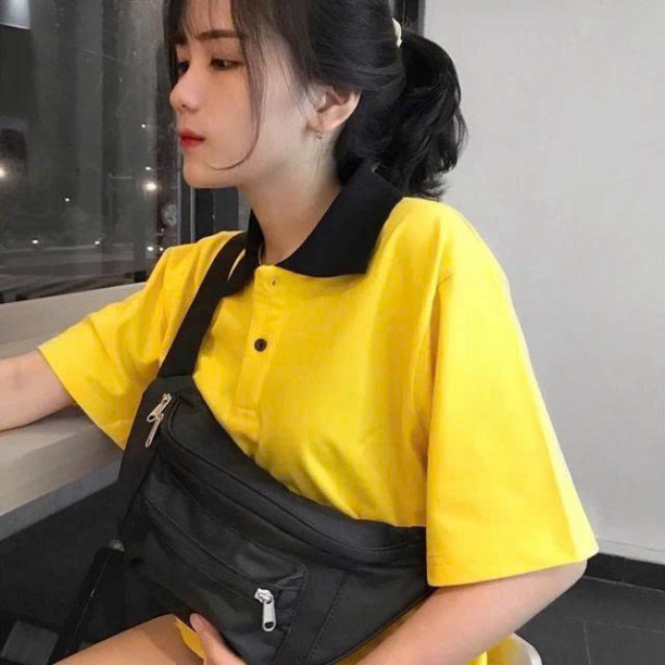 Áo polo trơn nam nữ  Phối Cổ ngắn tay cá tính Boy Phố 2025