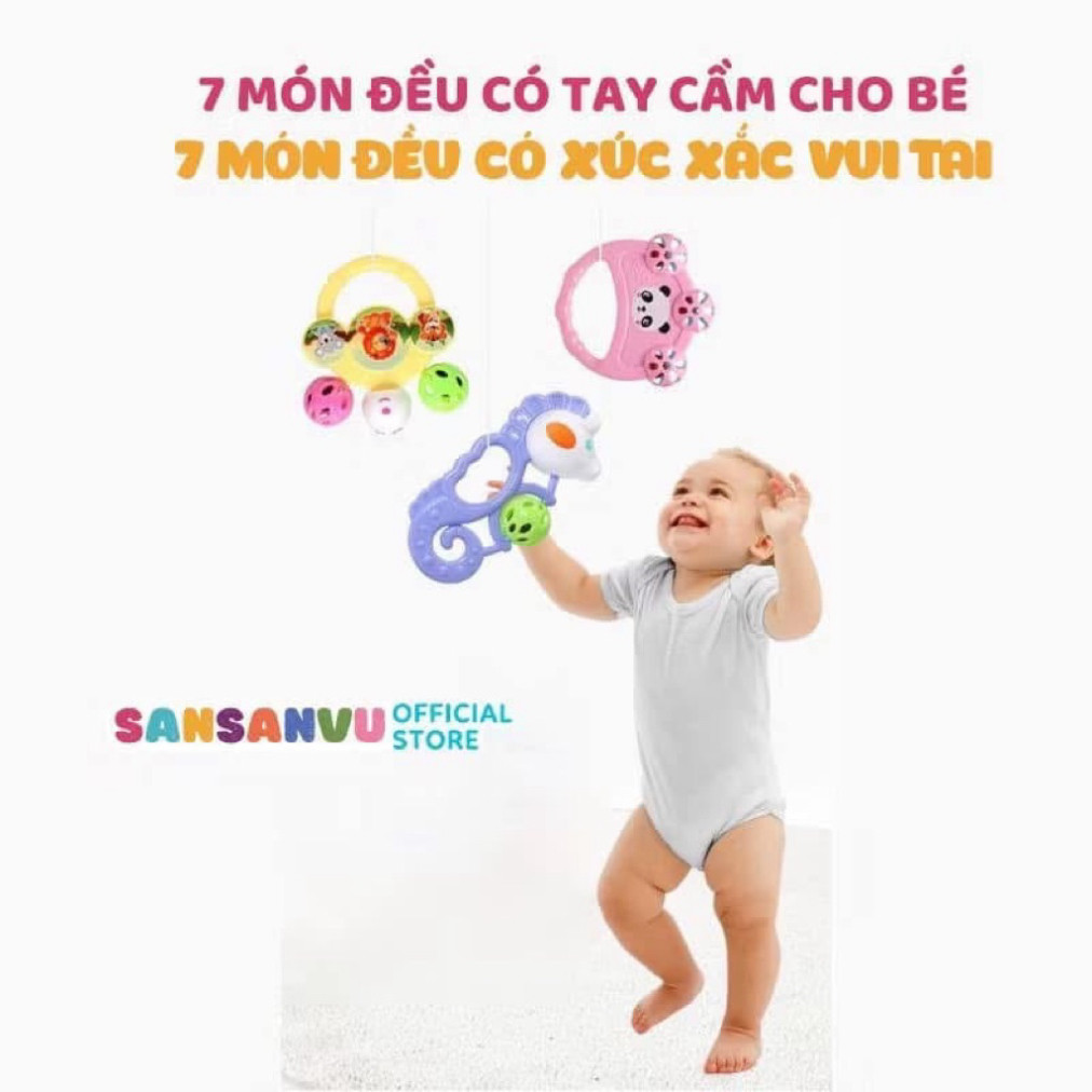xúc xắc 7 món hình con vật, đồ chơi cho trẻ sơ sinh kích thích thính giác và thị giác cho bé yêu