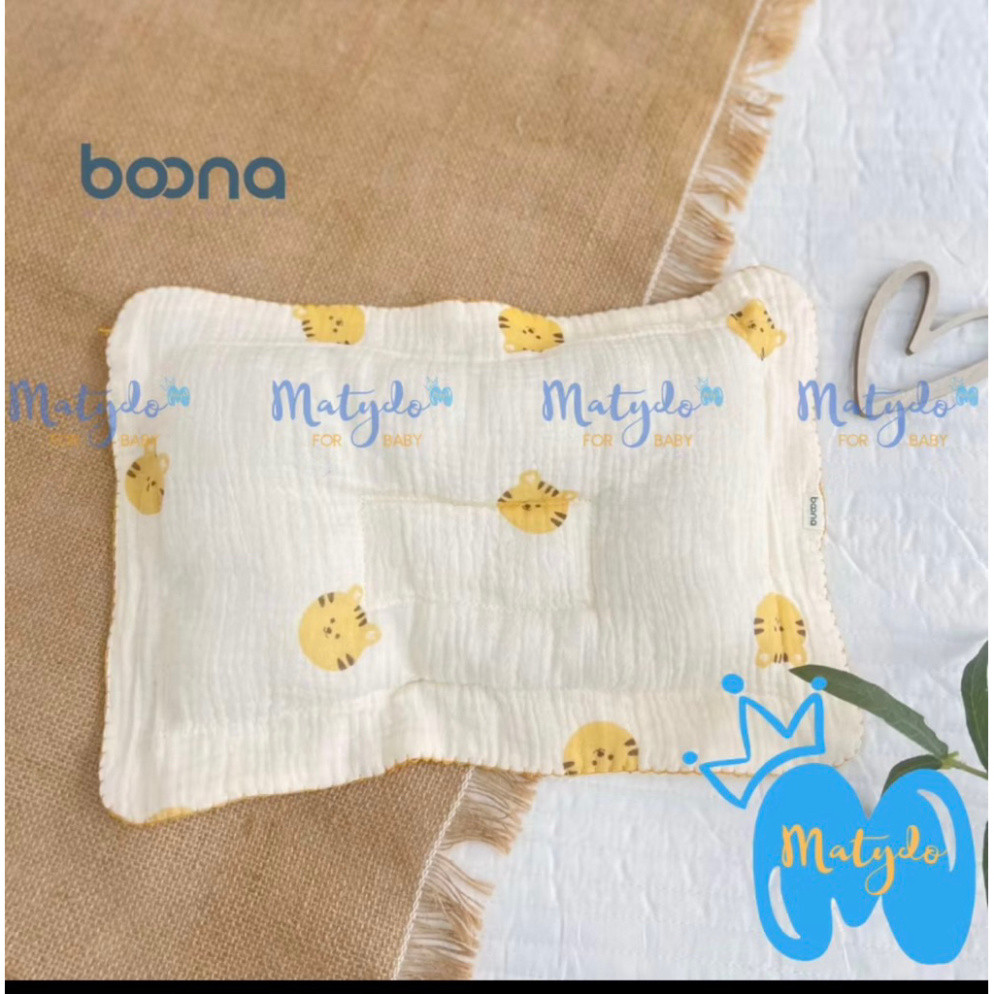 Gối xô Organic muslin chống bẹp đầu chất vải mềm min cho bé (mẫu túi mặt cười) mẫu mới 2025