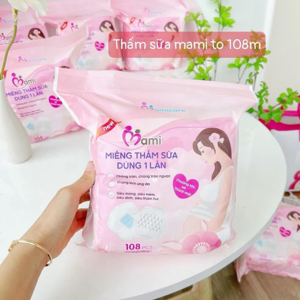 [Bịch to] Túi 108 miếng lót thấm sữa Mami mềm, êm, khô thoáng cho mẹ bé