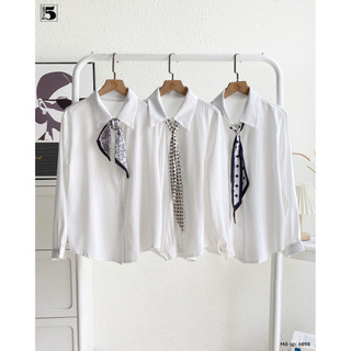 Áo sơ mi nữ dài tay chất lụa phối khăn cổ phong cách trẻ trung sang trọng công sở thời trang Twentyfive Fashion 6898