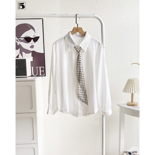 Áo sơ mi nữ dài tay chất lụa phối khăn cổ phong cách trẻ trung sang trọng công sở thời trang Twentyfive Fashion 6898