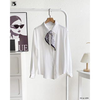 Áo sơ mi nữ dài tay chất lụa phối khăn cổ phong cách trẻ trung sang trọng công sở thời trang Twentyfive Fashion 6898